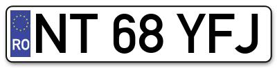 Placuta inmatriculare numar auto  NT-68-YFJ, NT 68 YFJ, NT68YFJ