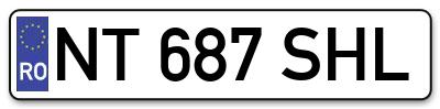 Placuta inmatriculare numar auto  NT-687-SHL, NT 687 SHL, NT687SHL