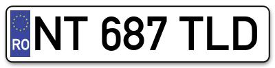 Placuta inmatriculare numar auto  NT-687-TLD, NT 687 TLD, NT687TLD