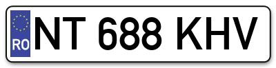Placuta inmatriculare numar auto  NT-688-KHV, NT 688 KHV, NT688KHV