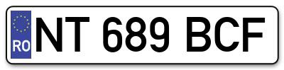 Placuta inmatriculare numar auto  NT-689-BCF, NT 689 BCF, NT689BCF