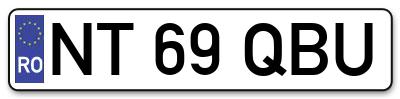 Placuta inmatriculare numar auto  NT-69-QBU, NT 69 QBU, NT69QBU