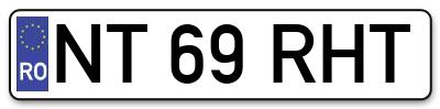 Placuta inmatriculare numar auto  NT-69-RHT, NT 69 RHT, NT69RHT