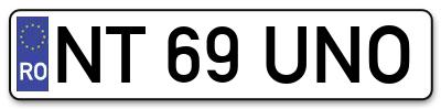 Placuta inmatriculare numar auto  NT-69-UNO, NT 69 UNO, NT69UNO