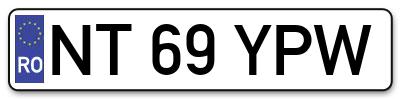 Placuta inmatriculare numar auto  NT-69-YPW, NT 69 YPW, NT69YPW