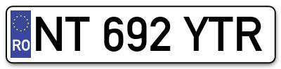 Placuta inmatriculare numar auto  NT-692-YTR, NT 692 YTR, NT692YTR