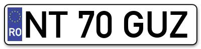 Placuta inmatriculare numar auto  NT-70-GUZ, NT 70 GUZ, NT70GUZ