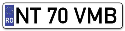 Placuta inmatriculare numar auto  NT-70-VMB, NT 70 VMB, NT70VMB