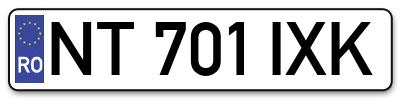Placuta inmatriculare numar auto  NT-701-IXK, NT 701 IXK, NT701IXK