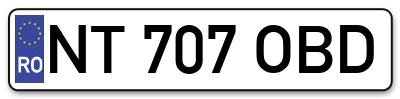 Placuta inmatriculare numar auto  NT-707-OBD, NT 707 OBD, NT707OBD