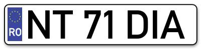 Placuta inmatriculare numar auto  NT-71-DIA, NT 71 DIA, NT71DIA