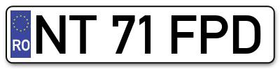Placuta inmatriculare numar auto  NT-71-FPD, NT 71 FPD, NT71FPD
