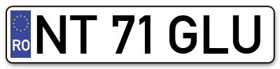 Placuta inmatriculare numar auto  NT-71-GLU, NT 71 GLU, NT71GLU