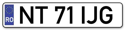 Placuta inmatriculare numar auto  NT-71-IJG, NT 71 IJG, NT71IJG