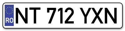Placuta inmatriculare numar auto  NT-712-YXN, NT 712 YXN, NT712YXN