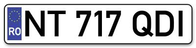 Placuta inmatriculare numar auto  NT-717-QDI, NT 717 QDI, NT717QDI