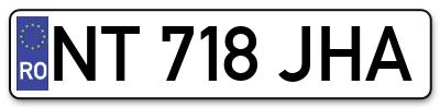 Placuta inmatriculare numar auto  NT-718-JHA, NT 718 JHA, NT718JHA