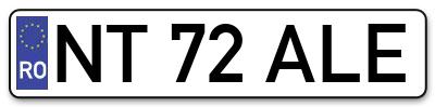 Placuta inmatriculare numar auto  NT-72-ALE, NT 72 ALE, NT72ALE