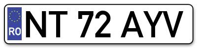 Placuta inmatriculare numar auto  NT-72-AYV, NT 72 AYV, NT72AYV