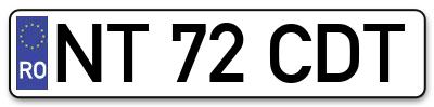 Placuta inmatriculare numar auto  NT-72-CDT, NT 72 CDT, NT72CDT