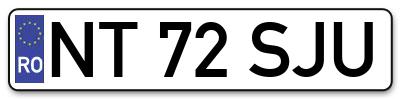 Placuta inmatriculare numar auto  NT-72-SJU, NT 72 SJU, NT72SJU