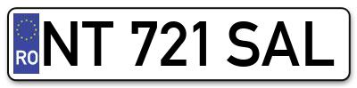 Placuta inmatriculare numar auto  NT-721-SAL, NT 721 SAL, NT721SAL