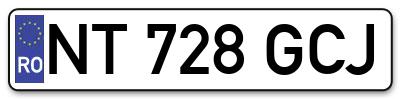 Placuta inmatriculare numar auto  NT-728-GCJ, NT 728 GCJ, NT728GCJ