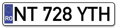 Placuta inmatriculare numar auto  NT-728-YTH, NT 728 YTH, NT728YTH