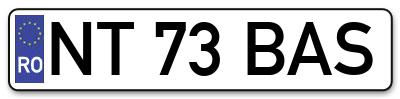 Placuta inmatriculare numar auto  NT-73-BAS, NT 73 BAS, NT73BAS