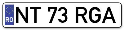 Placuta inmatriculare numar auto  NT-73-RGA, NT 73 RGA, NT73RGA