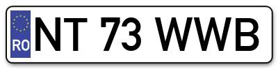 Placuta inmatriculare numar auto  NT-73-WWB, NT 73 WWB, NT73WWB