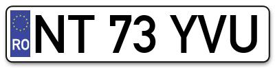 Placuta inmatriculare numar auto  NT-73-YVU, NT 73 YVU, NT73YVU
