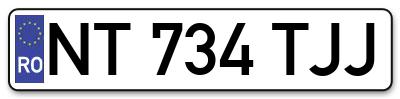 Placuta inmatriculare numar auto  NT-734-TJJ, NT 734 TJJ, NT734TJJ