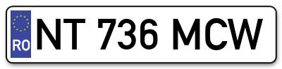 Placuta inmatriculare numar auto  NT-736-MCW, NT 736 MCW, NT736MCW