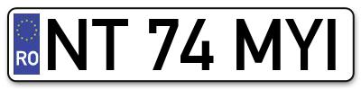 Placuta inmatriculare numar auto  NT-74-MYI, NT 74 MYI, NT74MYI