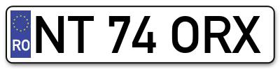 Placuta inmatriculare numar auto  NT-74-ORX, NT 74 ORX, NT74ORX
