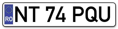 Placuta inmatriculare numar auto  NT-74-PQU, NT 74 PQU, NT74PQU