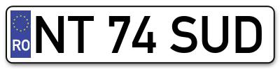 Placuta inmatriculare numar auto  NT-74-SUD, NT 74 SUD, NT74SUD