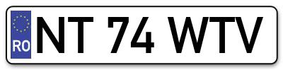Placuta inmatriculare numar auto  NT-74-WTV, NT 74 WTV, NT74WTV