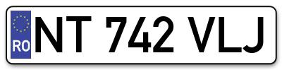 Placuta inmatriculare numar auto  NT-742-VLJ, NT 742 VLJ, NT742VLJ
