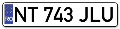 Placuta inmatriculare numar auto  NT-743-JLU, NT 743 JLU, NT743JLU