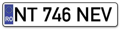 Placuta inmatriculare numar auto  NT-746-NEV, NT 746 NEV, NT746NEV