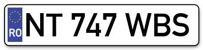 Placuta inmatriculare numar auto  NT-747-WBS, NT 747 WBS, NT747WBS