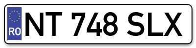 Placuta inmatriculare numar auto  NT-748-SLX, NT 748 SLX, NT748SLX