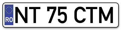 Placuta inmatriculare numar auto  NT-75-CTM, NT 75 CTM, NT75CTM