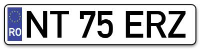 Placuta inmatriculare numar auto  NT-75-ERZ, NT 75 ERZ, NT75ERZ