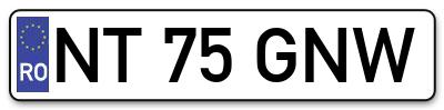 Placuta inmatriculare numar auto  NT-75-GNW, NT 75 GNW, NT75GNW