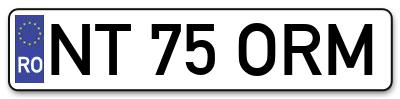 Placuta inmatriculare numar auto  NT-75-ORM, NT 75 ORM, NT75ORM
