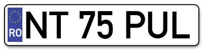 Placuta inmatriculare numar auto  NT-75-PUL, NT 75 PUL, NT75PUL