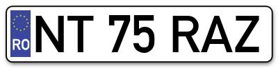 Placuta inmatriculare numar auto  NT-75-RAZ, NT 75 RAZ, NT75RAZ